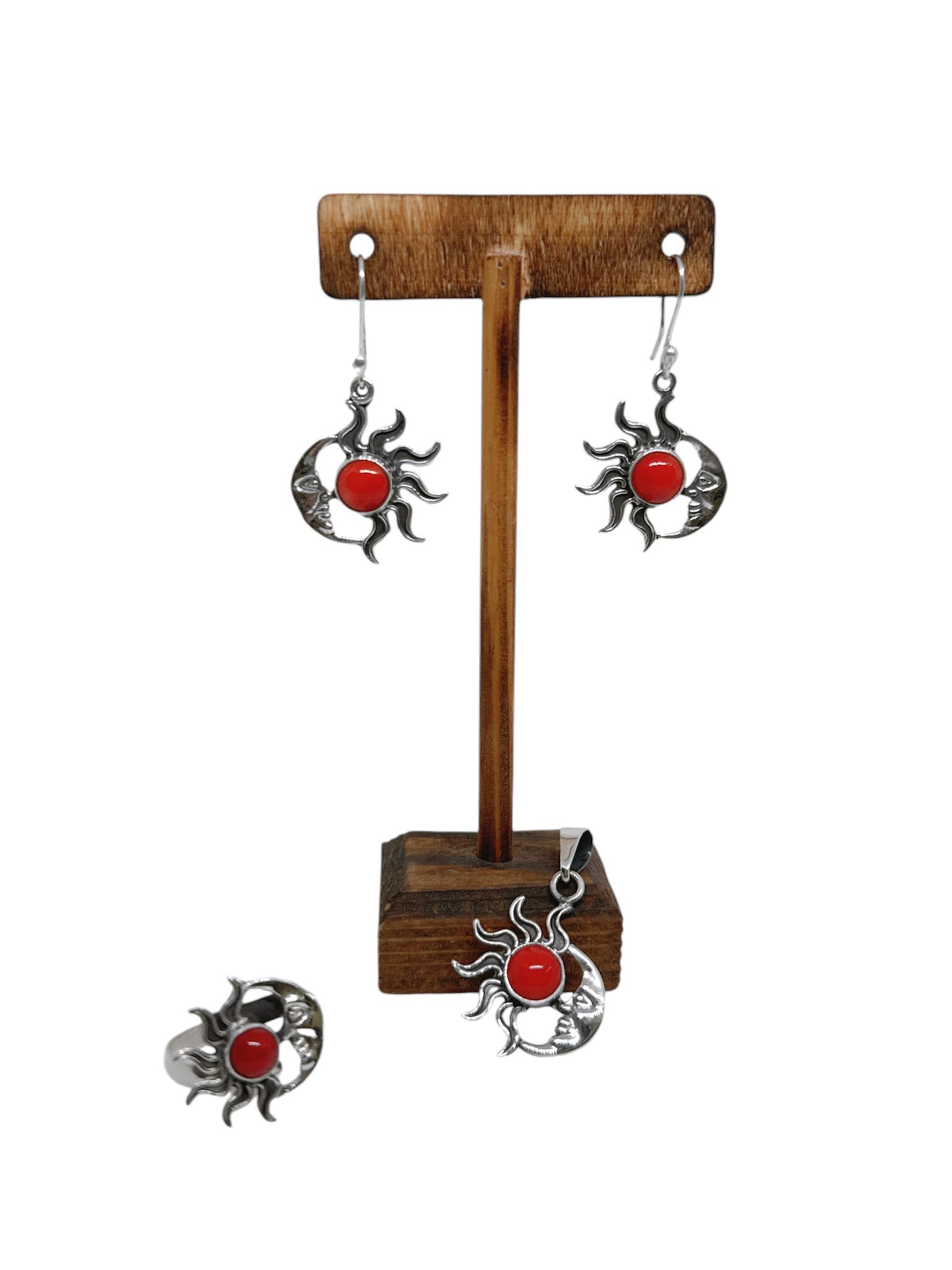 Sun & Moon 4 Piece Jewelry Set Red Coral - Image 7