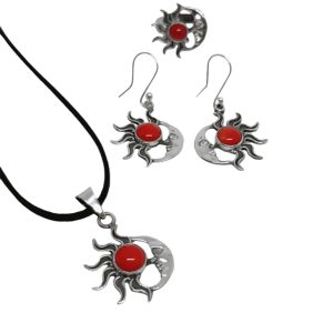 Sun & Moon 4 Piece Jewelry Set Red Coral