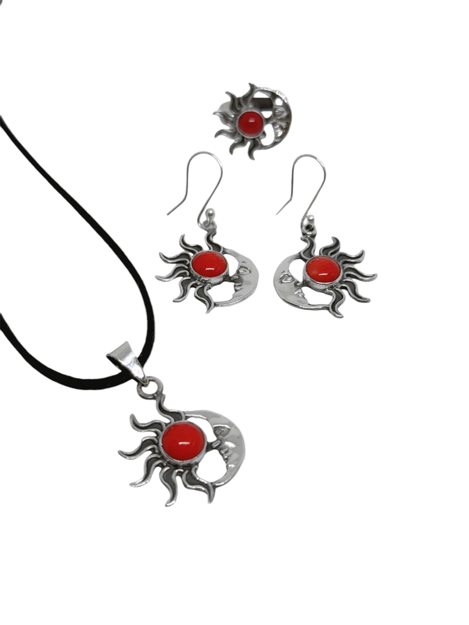 Sun & Moon 4 Piece Jewelry Set Red Coral