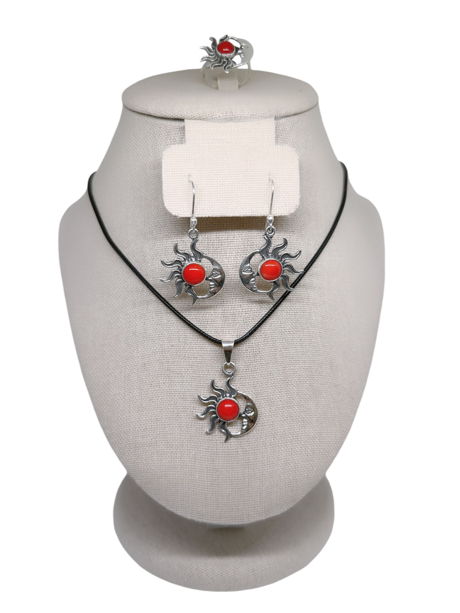 Sun & Moon 4 Piece Jewelry Set Red Coral - Image 2
