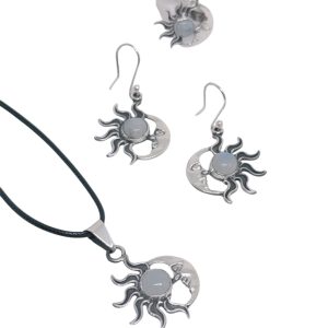 Sun & Moon 4 Piece Jewelry Set Rainbow Moonstone