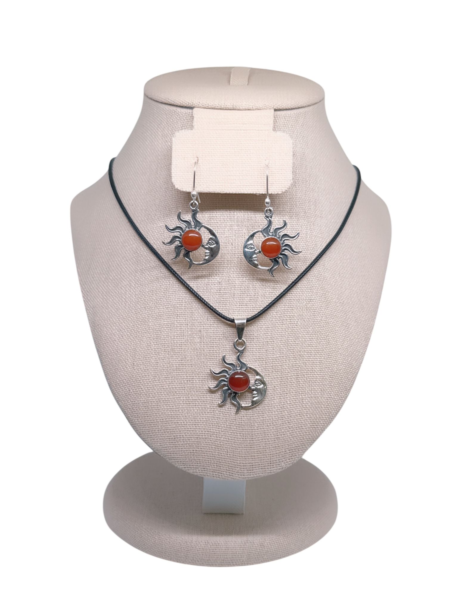 Sun & Moon 3 Piece Jewelry Set Carnelian Stone - Image 2