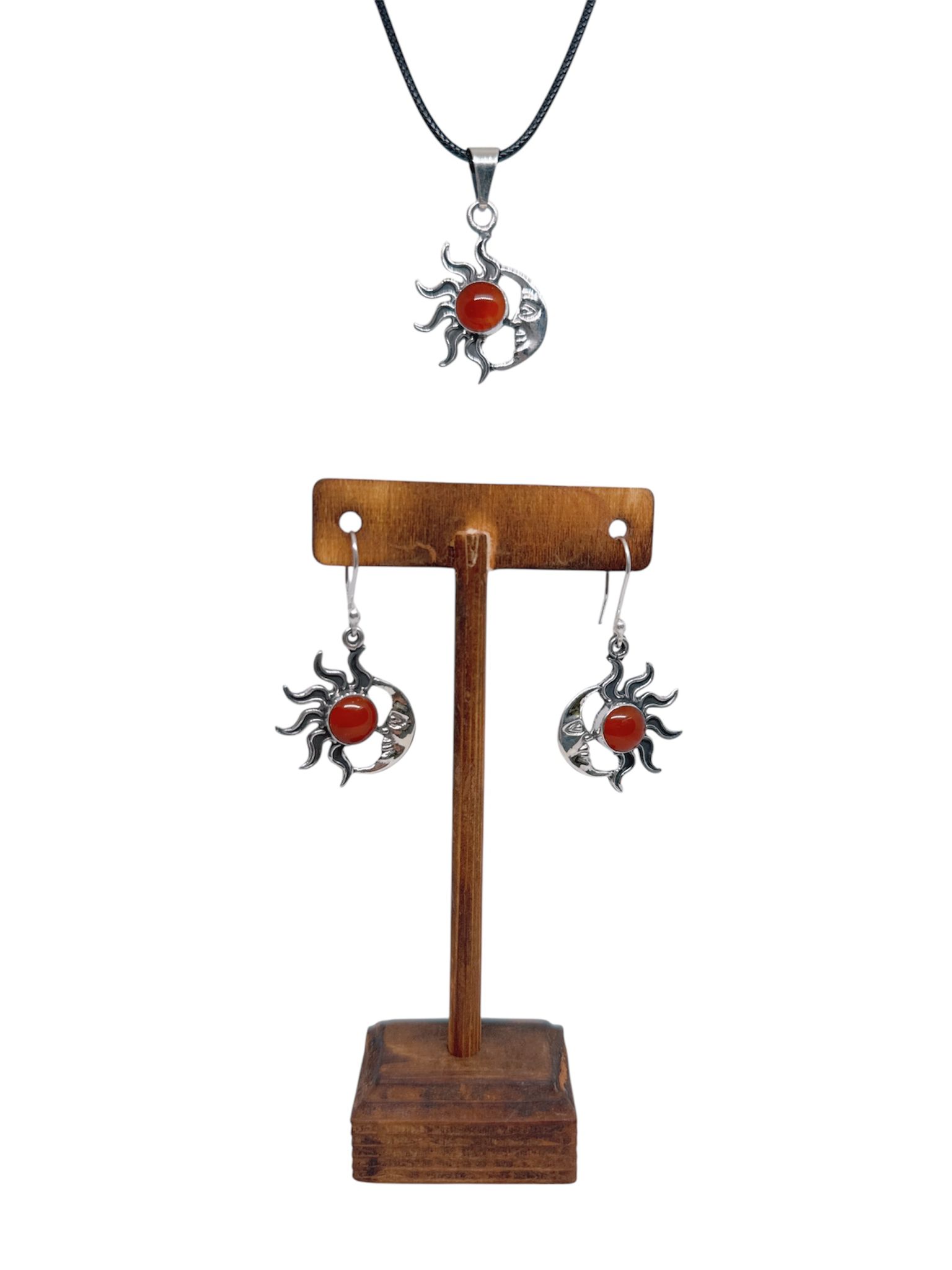 Sun & Moon 3 Piece Jewelry Set Carnelian Stone - Image 4