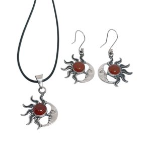 Sun & Moon 3 Piece Jewelry Set Carnelian Stone