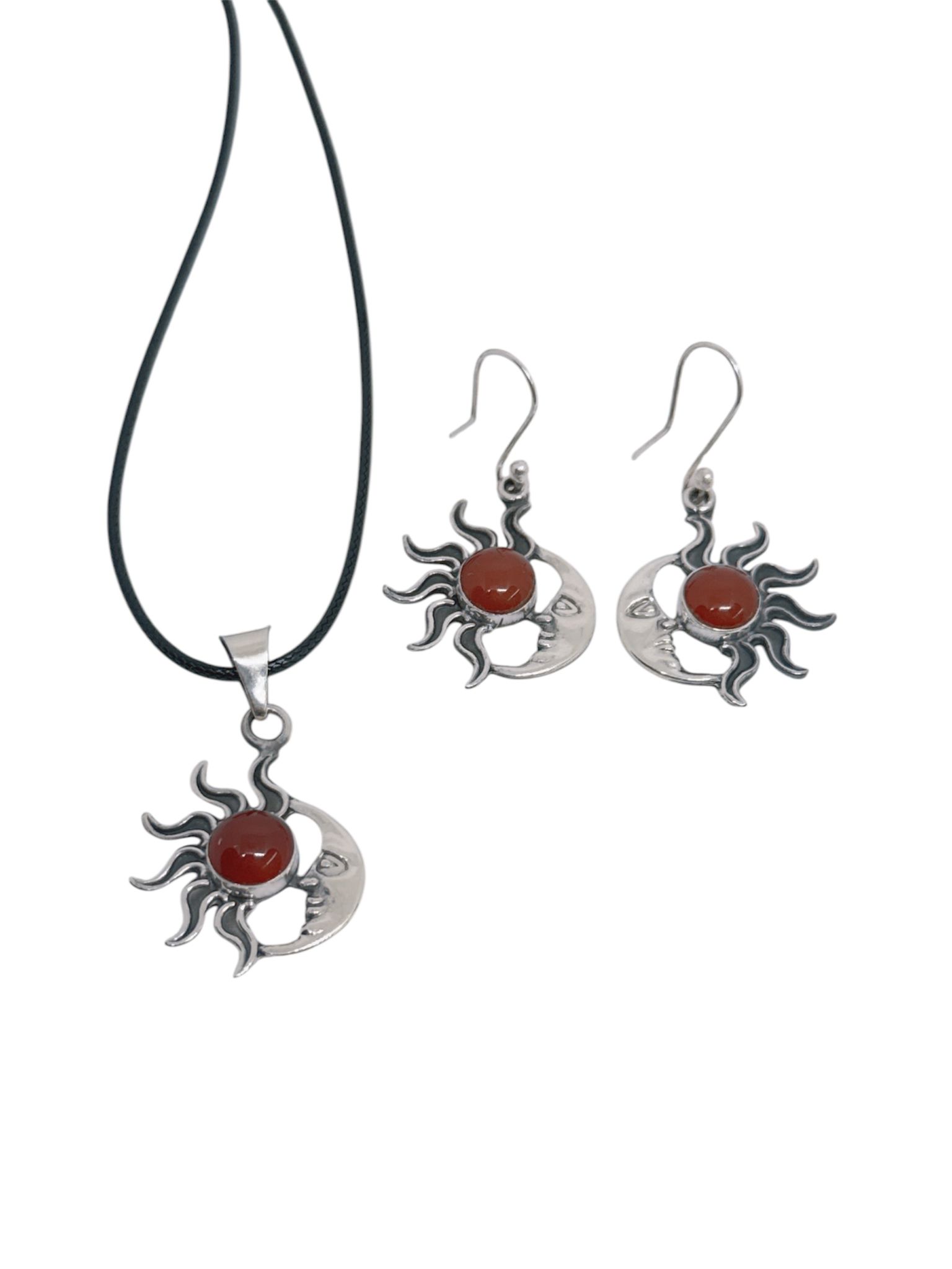 Sun & Moon 3 Piece Jewelry Set Carnelian Stone
