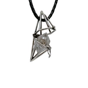 Geometric Caged Herkimer Diamond Pendant